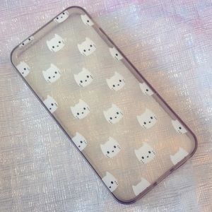 10/$10 Clear Plastic Phone Case with White Cats